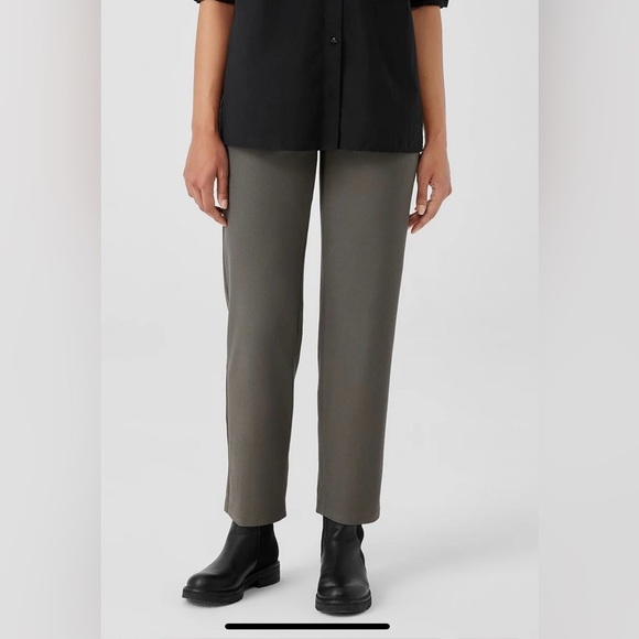 Eileen Fisher Gray Washable Stretch Crepe Straight Leg Ankle Pant size Medium - Picture 3 of 10